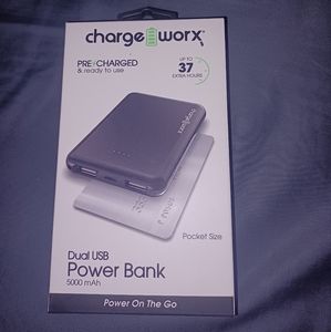 Brand new charge worx precharged and ready to use dual USB power bank 5000mah